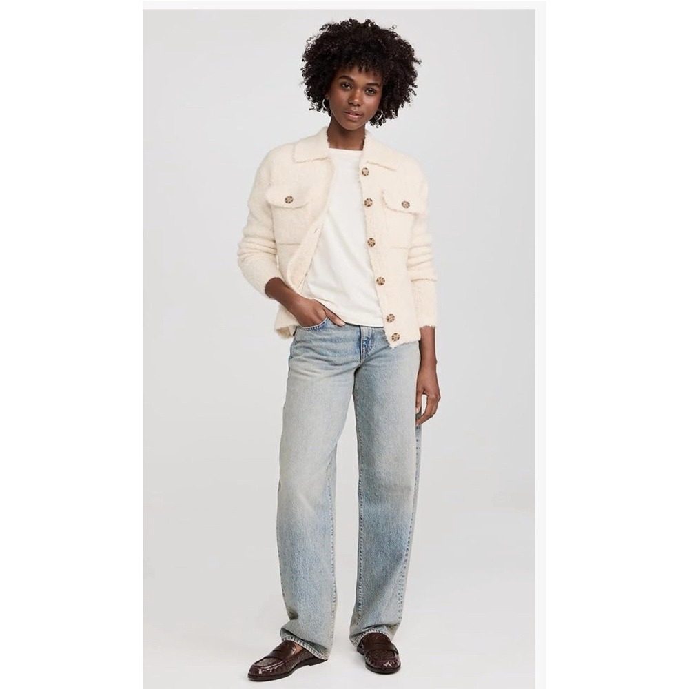 Madewell Bouclé Knit Wool Alpaca Sweater Jacket Cardigan Cream Ivory S